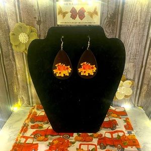 Handmade faux leather earrings.